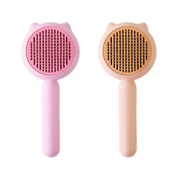 BESTSKY 2PCS Cat Brush,Smooth Steel Needle Dog Brush,Gentle Fur Detangler Cat Stuff,Pink & Yellow