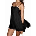 thumbnail image 3 of Women'S Strappy Ruffle Mini Dress Thin Straps V-Neck Perfect for Cocktail Parties Formal Event Black L, 3 of 9