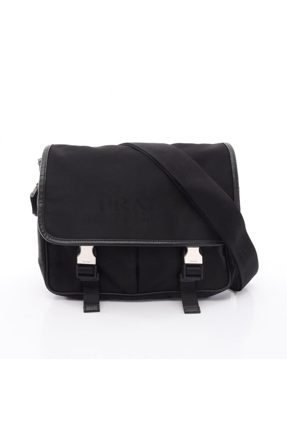 Pre-Owned Prada TESSUTO + SAFFI Shoulder Bag, Handbag, Nylon, Saffiano Leather, Women's, Black