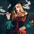 thumbnail image 5 of Muñequeras de plumas para mujer, diseño floral, color negro, gótico, malla para cosplay, disfraz de Halloween, 5 of 5