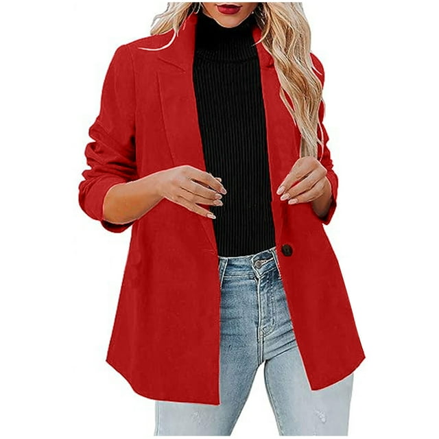 Yuyuzo Blazers pour Femmes Décontractés Automne Manches Longues Col à Revers Ouvert devant Vestes de Costume de Bureau
