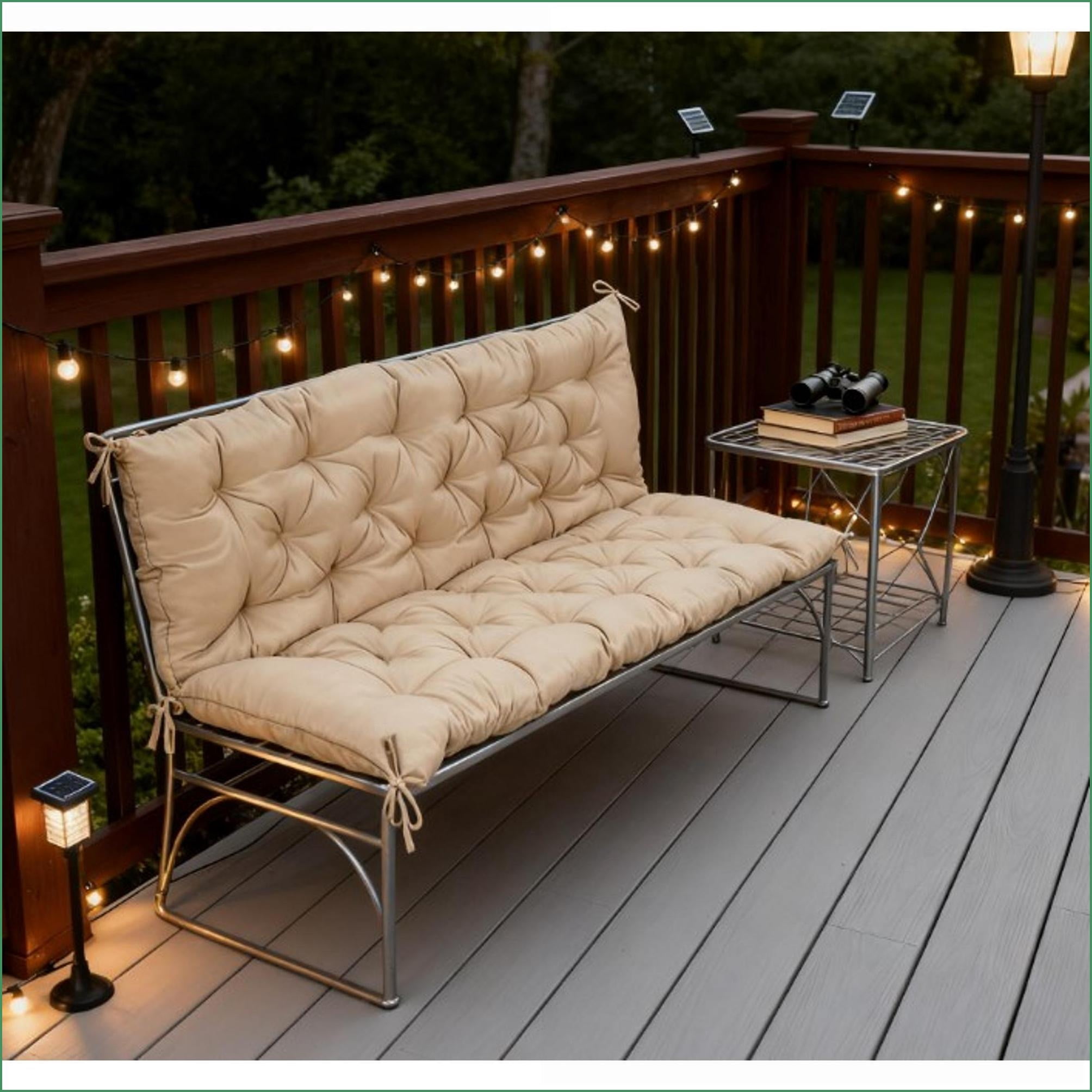 Outdoor 3-Seater Swing Replacement Cushion | 59" Tufted Patio Bench Cushion for Porch Furniture | Tan Brown