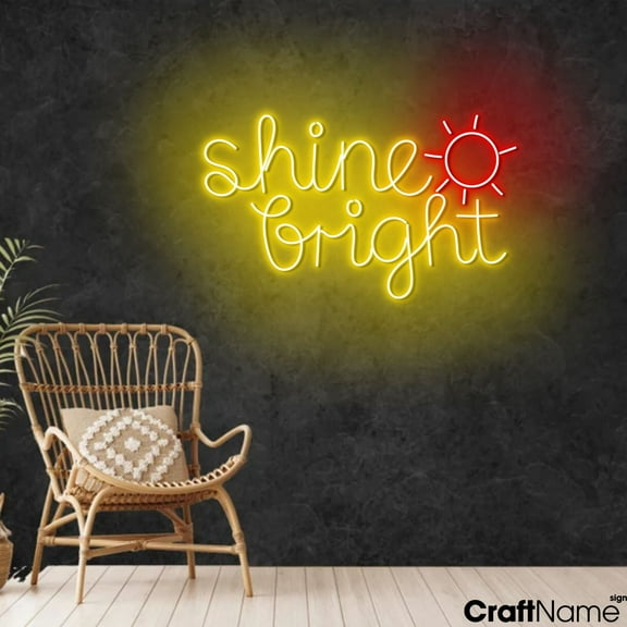 Craftnamesign Shine Bright Neon Light, LED Sign For Wall Decor, Store Shop Wall Art