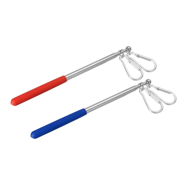 Unique Bargains 3.3ft Telescopic Handheld Flagpoles Tour Guide Flag Pole with Clips for Teaching Red, Blue, 2 Pack