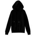 thumbnail image 3 of Jinhomg Cotton Knit Hoodies for Women Dressy Casual Solid Drawstring Hooded Sweatshirt Fall Winter Soft Comfy Long Sleeve Pullover Hoodie Black XL, 3 of 5