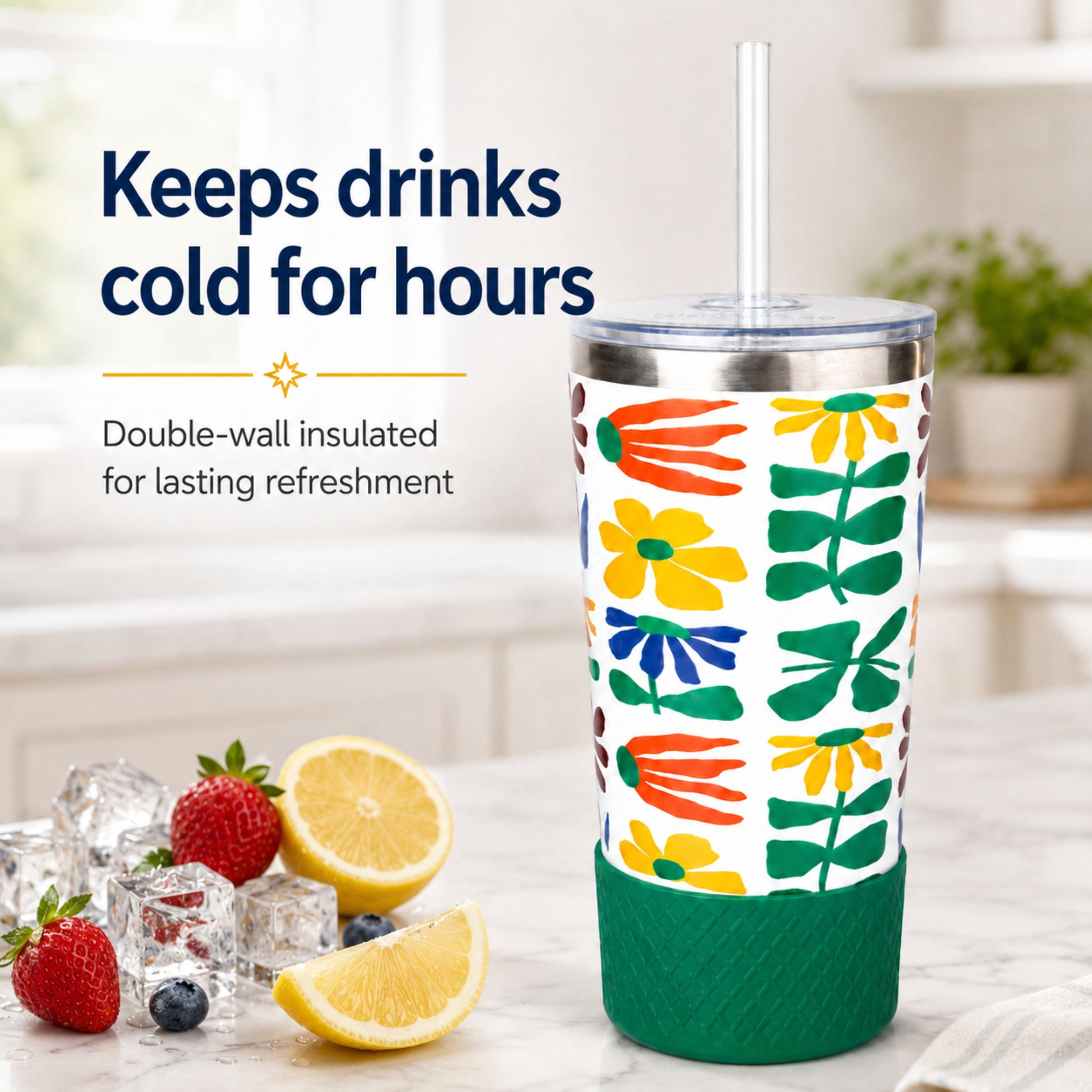 Biddlebee 20oz Insulated Stainless Steel Tumbler with Straw and Silicone Boot, Faith