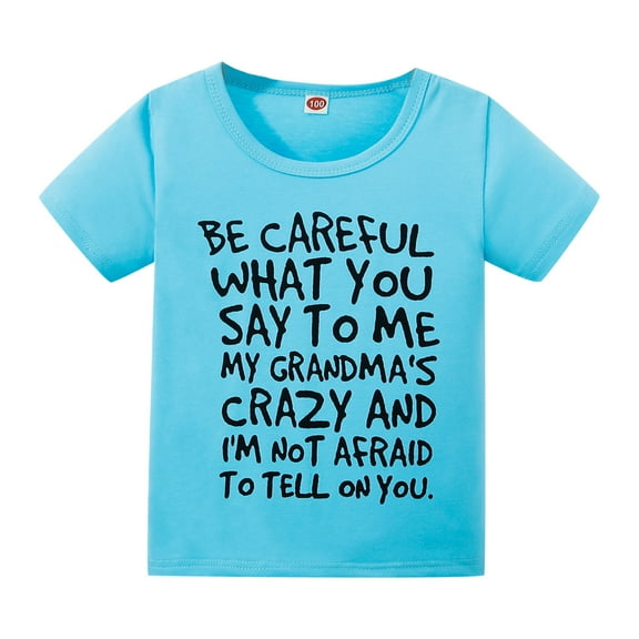 XXWXYD Funny Toddler T-Shirt with Humorous Saying, Cotton Novelty Graphic Tee for Baby Boys Girls, Crazy Grandma Styled Casual Playwear 2T-5T