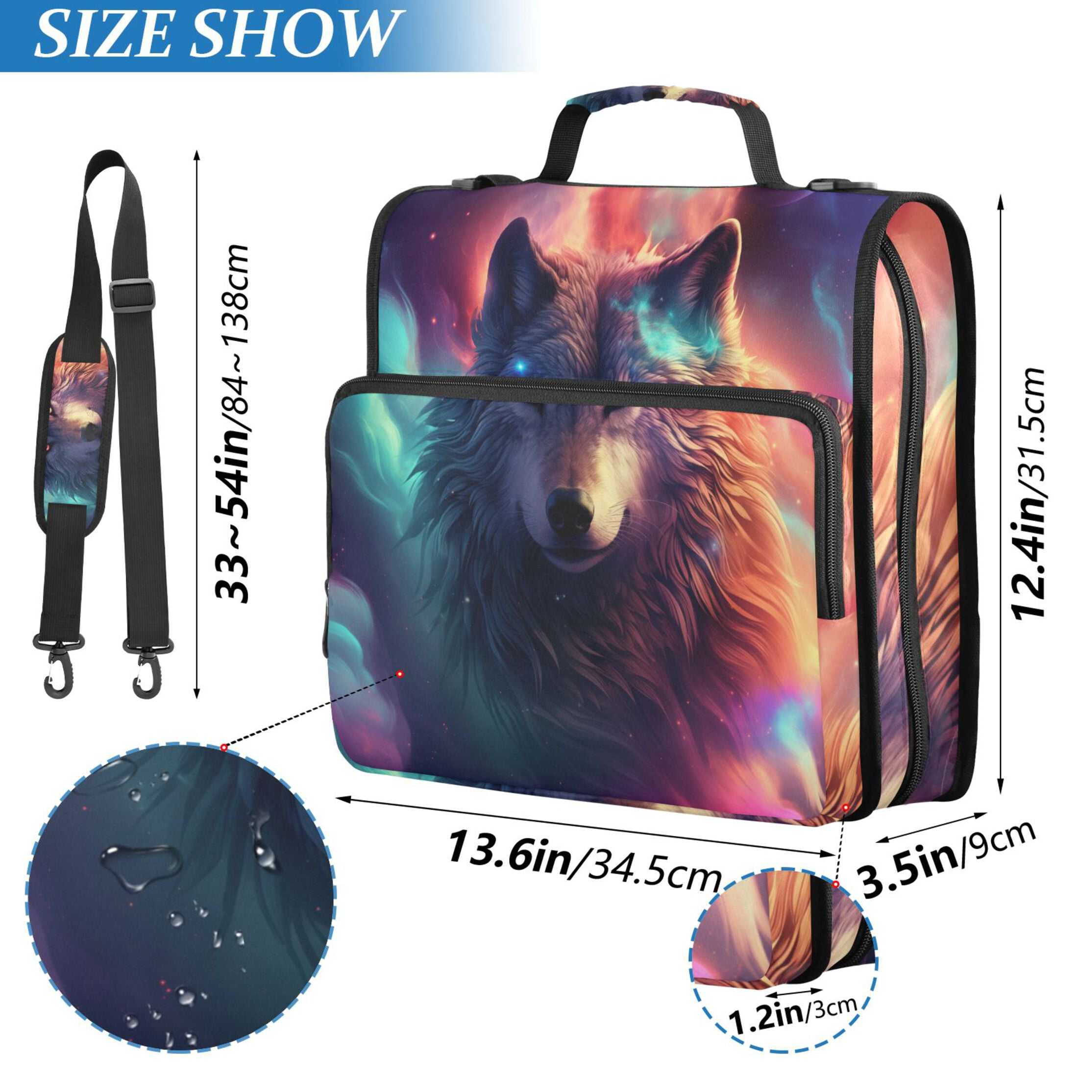 ALAZA Zipper Binder Bag Cool Wolf 3 Ring File Folder Binder Organizer Bag