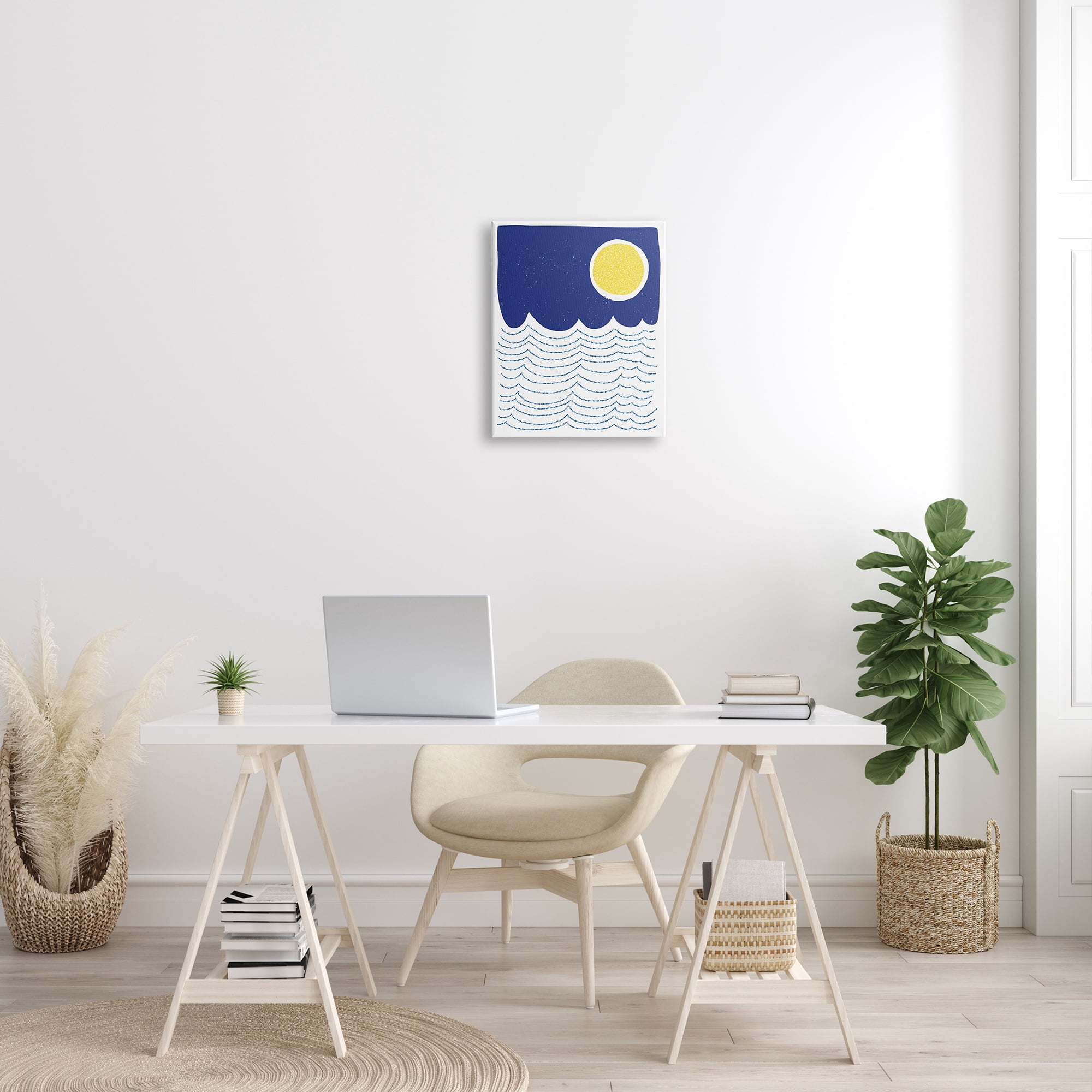 Stupell Industries Bold Summer Sun Nautical Abstract Striped Ocean Waves, 16 x 20, Design by Jen Bucheli