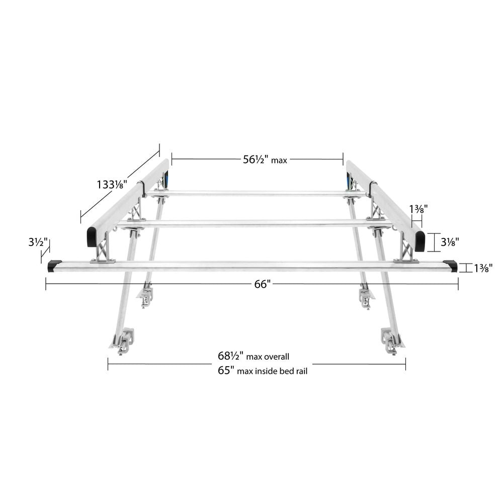 Elevate Outdoor UPUT-RACK-ALUM-V2 Universal Aluminum Over-Cab Truck Rack - 800-lb Cap