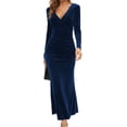 thumbnail image 1 of Vestido de Noche Elegante con Cuello en V para Mujer Qarigey Azul S, 1 of 6
