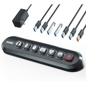Alimenté USB Le centre, atolla 7-Port USB 3.0 hub (6 Ports de transfert à grande vitesse+ 1 Port de recharge) avec commutateur d'icônes illuminées swappable 12V/3A
