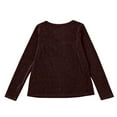 thumbnail image 4 of Women'S Sequin Shirts 2026 Shinny V Neck Print Shirt Fashion Sparkly Loose Fit Tops Glitter Top Trendy Dressy Clothes,Sequin Tops for Women Sparkly Shirts Holiday Party Long Sleeve Top Outfits Wine M, 4 of 9