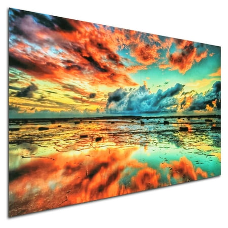 - 24''x36'' Abstract Trippy Sunset-Sea Beach Silk Cloth Wall Art Poster Picture Home Wall Decor Christmas Gift