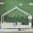 thumbnail image 4 of Yoneston Twin Floor Bed with Storage Caddy & Shelf,  House Bed Frame with Fence, Montessori Floor Bed for Kids, Boys and Girls, White, 4 of 10