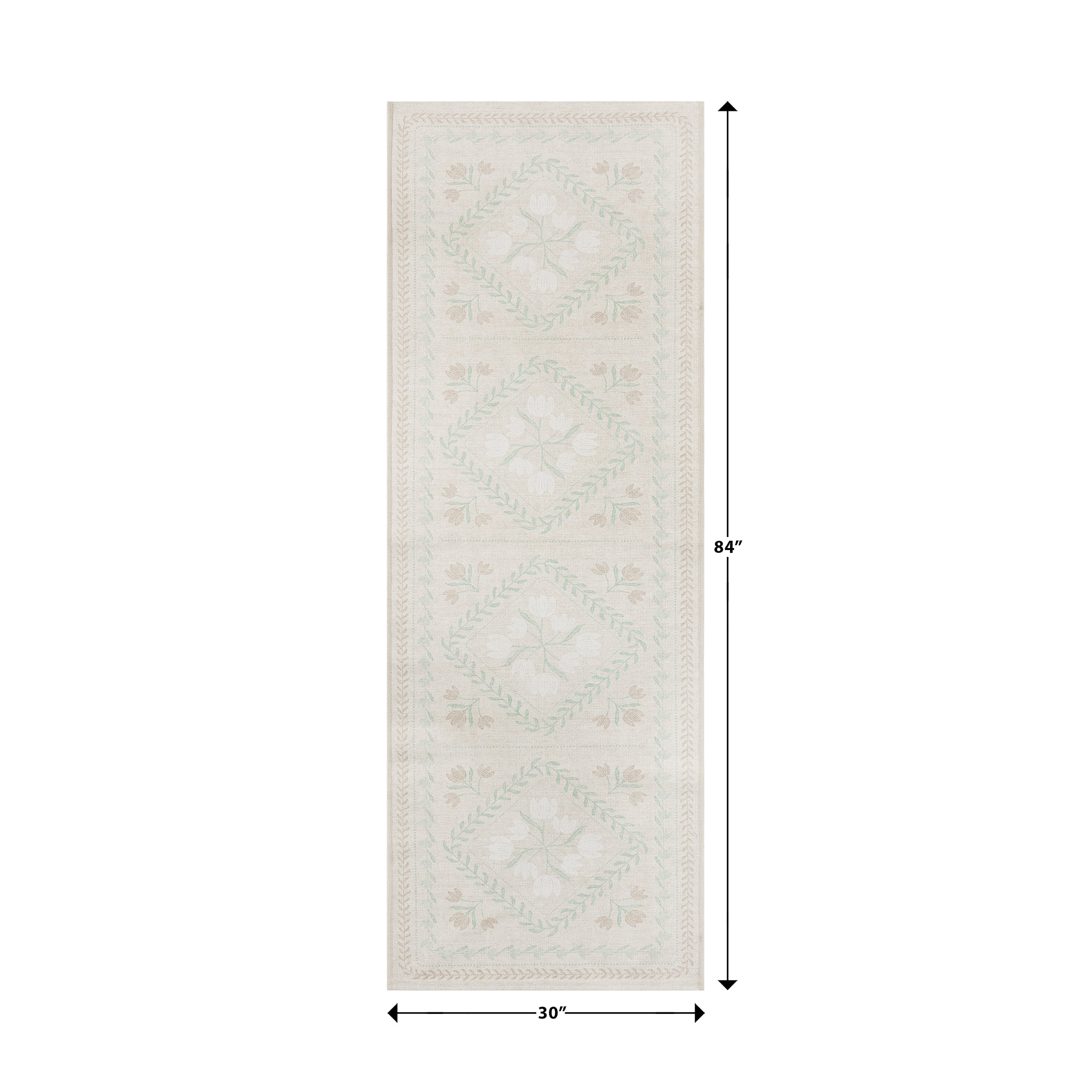 Better Homes & Gardens Soliel Floral Neutral 30 in x 84 in Runner Rug