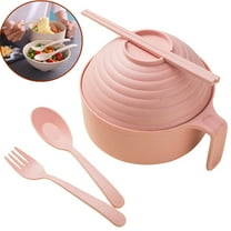 Bxaolu Microwave Ramen Cooker, Ramen Bowl Set,Instant Noodles Bowl with Chopsticks, Ramen Cooker with Handles for College Dorm Room Apartment Essentials Dishwasher-Safe,Pink