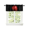 thumbnail image 2 of Kitchen Cafe Valance Curtain for Small Windows,Red Apples with Water Drops Rod Pocket Short Valances Close-up Fruit Art on Black Window Treatment Panel for Living Room/Bedroom/Bathroom,42x18in, 2 of 9