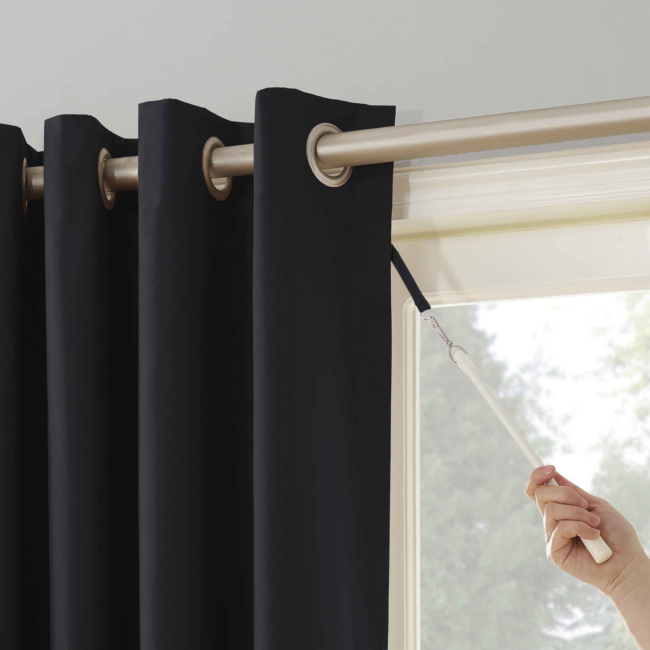 Mainstays Thermal Lined Room Darkening Sliding Glass Door Grommet Curtain Panel, 100" x 84", Black