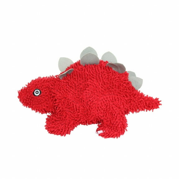 Mighty Microfiber Ball Med Stegosaurus Red Durable Squeaky Dog Toy