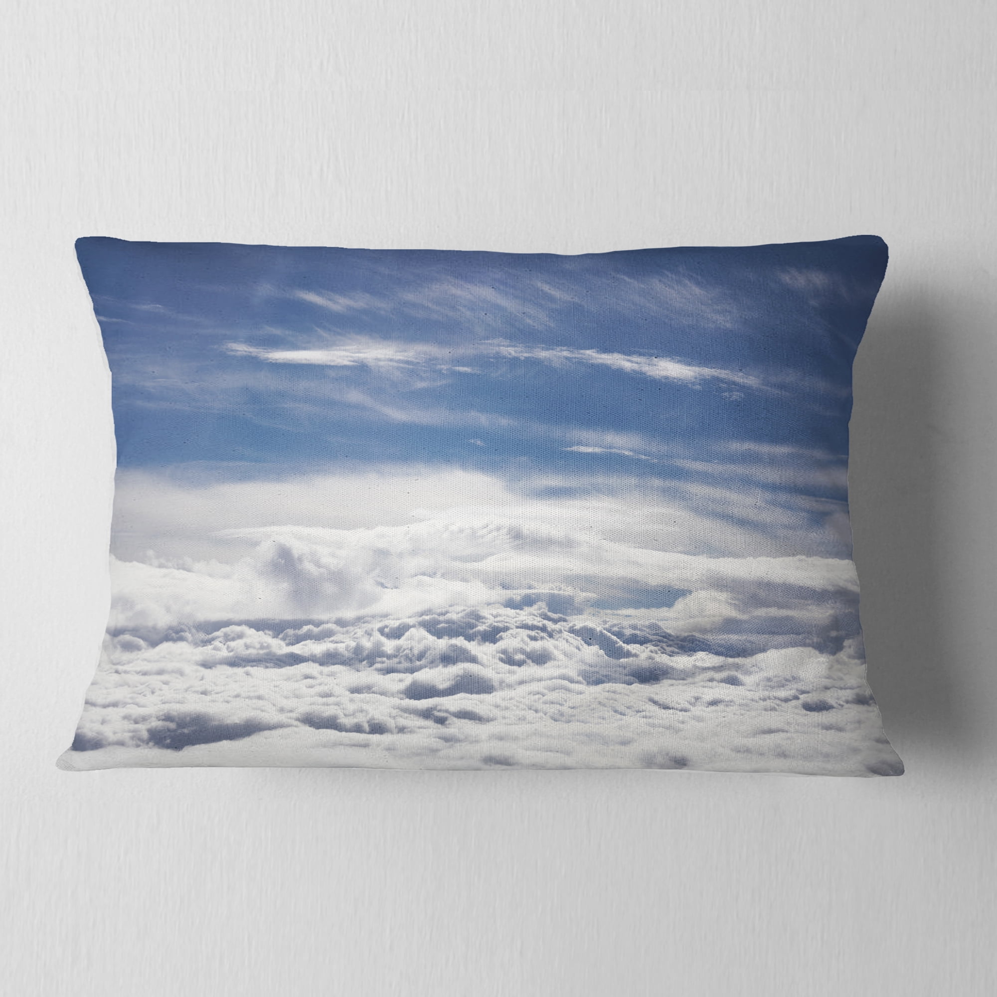 Designart 12" x 20" Blue Polyester Throw Pillow