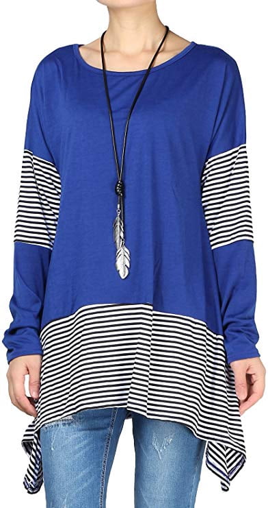 Women's Stripes Asymmetry Tunic Swing 
