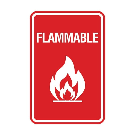Signs ByLITA Portrait Round Flammable Sign (Red) - Large