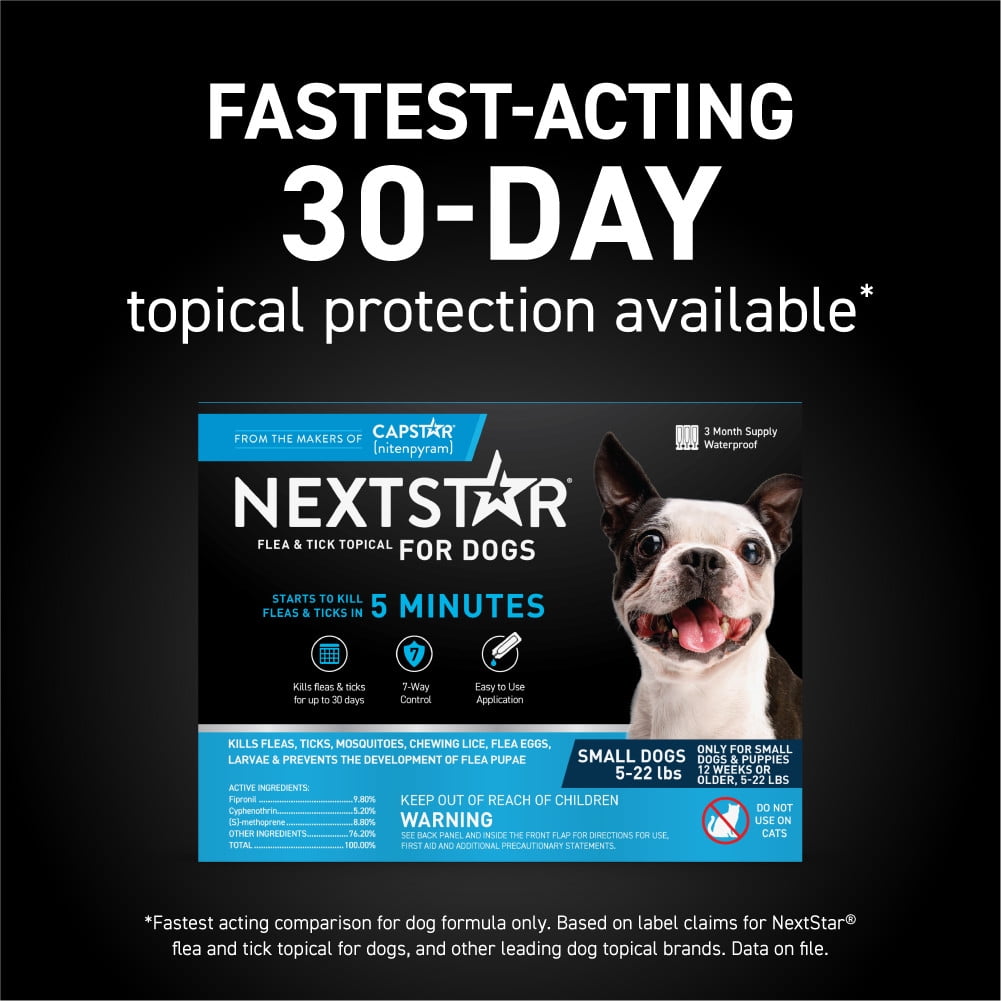 NextStar Flea & Tick Topical Prevention for Small Dogs 5-22 lbs, 3-Month Supply