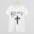 thumbnail image 4 of Blessed ,Hand drawn font, Heart Cross, Christian Art on a Women's Shirt., 4 of 4