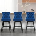 thumbnail image 4 of Tewloss 26" Swivel Bar Stools Set of 5 Velvet Counter Height Chairs for Home Kitchen Dining, Blue, 4 of 9