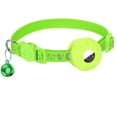 thumbnail image 2 of Cat Gps Tracker Collar, Reflective Cat Collar, Breakaway Cat Collar, Neon Green, Adjustable 8-12 in, Metal Bell, Airtag Holder, 1 Pc, 2 of 6