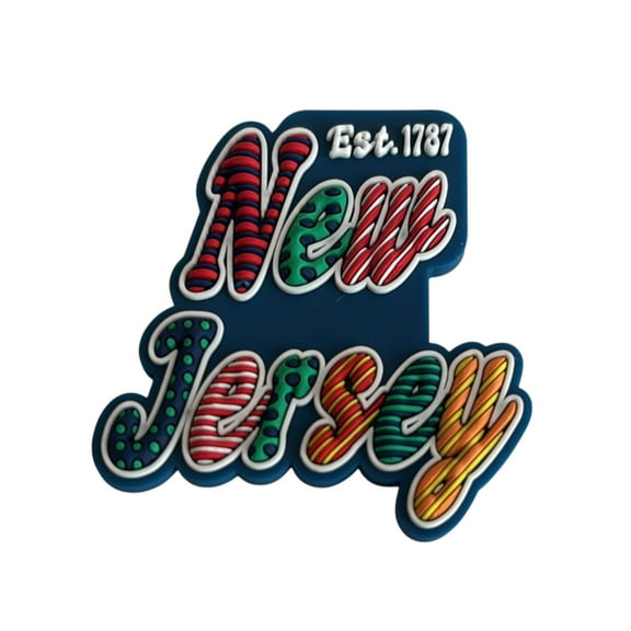 New Jersey Festive Multicolor Letters Fridge Designer Magnet 2.0" x 2.0"