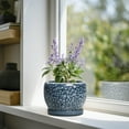 thumbnail image 3 of Flower Pots 6 inch Round Ceramic Planter with Drainage, Modern Pot for Indoor Plants, for Living Room & Office Desk Decor, stone blue-gray, 3 of 6