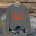 thumbnail image 2 of Enjoytime Crew Neck Sweatshirts Women Cute Printed Long Sleeve Pullover Tops Halloween Casual Loose Sweatshirt for Women Gray XL, 2 of 3