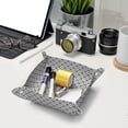 thumbnail image 6 of Valet Tray, Gray plaid Faux Leather Desk Tray Vanity Tray Night Stand Organizer Catch All Tray Key Bowl for Entryway Table, Elegant Valet Tray Storage for Men Women, 6 of 7