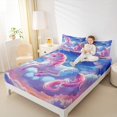 thumbnail image 4 of Manfei Lovely Animal Unicorn Twin Sheet Sets,Rainbow Clouds Print Twin Fitted Sheet,Pink Blue White Flat Sheet For Girls,Luxury Bedroom Decor,3 Pieces, 4 of 7