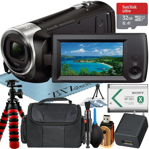 Sony HDR-CX405 HD Caméscope Enregistrement Vidéo avec 32GB Micro SD Carte Mémoire + Étui + Trépied + ZeeTech Accessoire