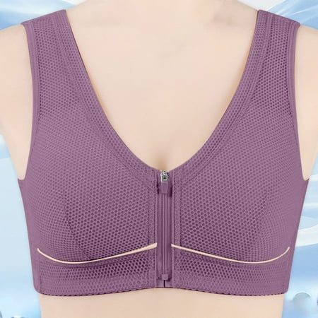 NTACZA Full Coverage T Shirt Brasier Women Front-Closure Plus Size Purple Push-Up Solid Everyday Bras Bras for Girls