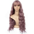thumbnail image 2 of SUCS Women Girl Long Curly Synthetic Wig Quality Hair Natural Taro Purple Party, 2 of 5