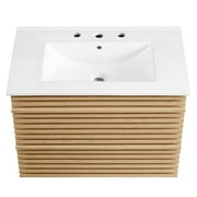 Modway Render 30 Wall-Mount Bathroom Vanity in Oak White