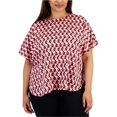 thumbnail image 1 of Anne Klein Womens Printed Knit Blouse, darkpink, Plus Size, 3X, 1 of 1