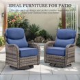thumbnail image 3 of 2PCS Outdoor Rattan Swivel Rocking Chairs Patio Wicker Rocker Gliders with 6" Thick Cushions, Blue, 3 of 10