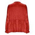 thumbnail image 4 of FAIWAD Long Sleeve Shirts for Women Sparkly Pleated V-Neck Puff Sleeve Peplum Tops Trendy Party Babydoll Tops, 4 of 6