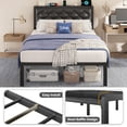 thumbnail image 4 of Bolvdo Twin Bed Frame with Upholstered Headboard, Heavy-Duty Metal Support, Noise-Free, No Box Spring Needed, Black, 4 of 7