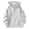 thumbnail image 3 of GOD IS WITHIN HER SHE WELL NOT FALL 1/4 Zipper Up Bow Hoodies Pullover Fleece Lined Fall Winter Long Sleeve Clothes Casual Soft Tops (White, M), 3 of 4