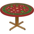 thumbnail image 3 of Red Green Christmas Tree Snowflake Round Tablecloth Farmhouse Table Cover with Elastic Edge Washable Fitted Table Cloth for Kitchen Patry Outdoor Decor Fits 40"-44", Small, 3 of 4