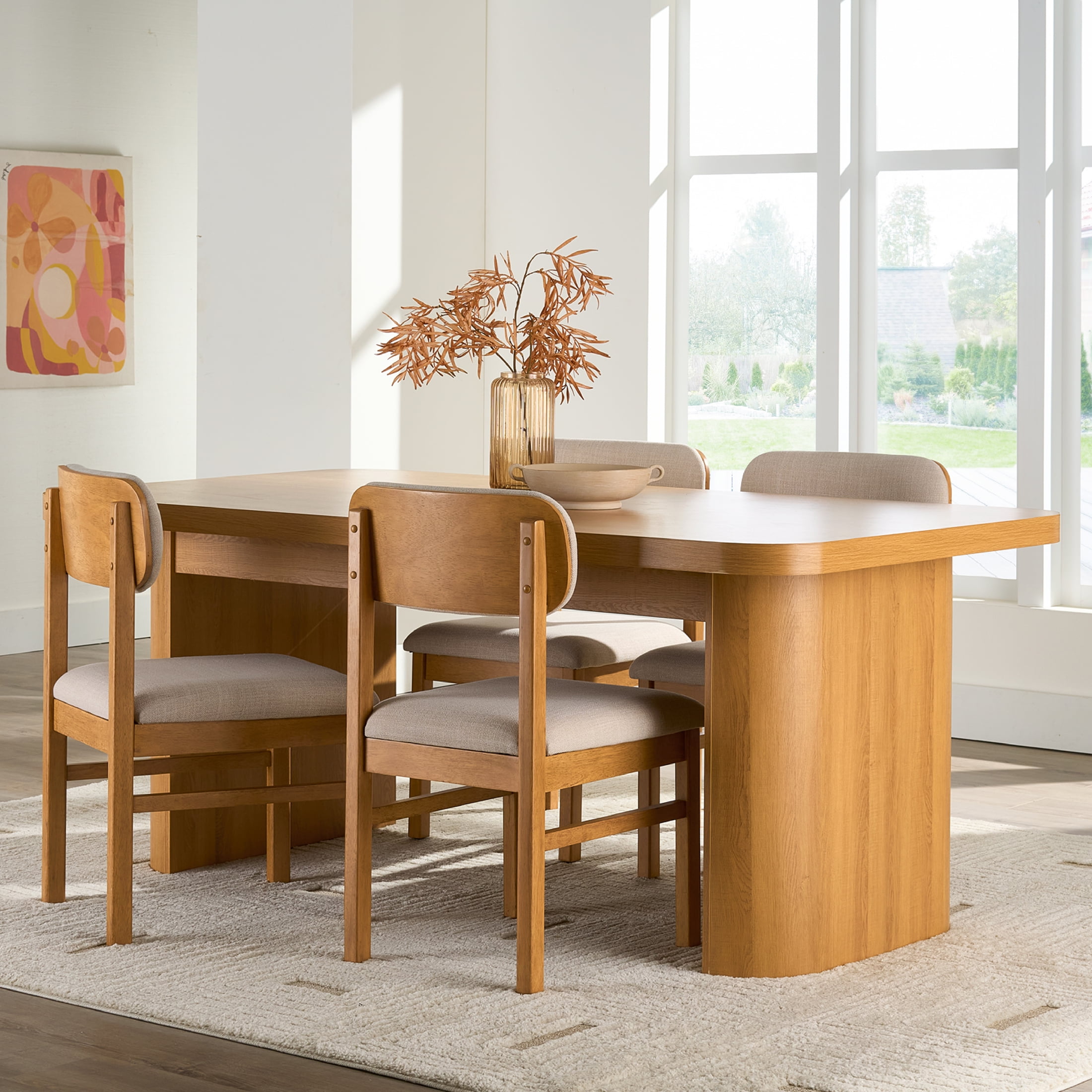 Better Homes & Gardens Juliet Dining Chairs, Light Honey Finish and Cream, Set of 2