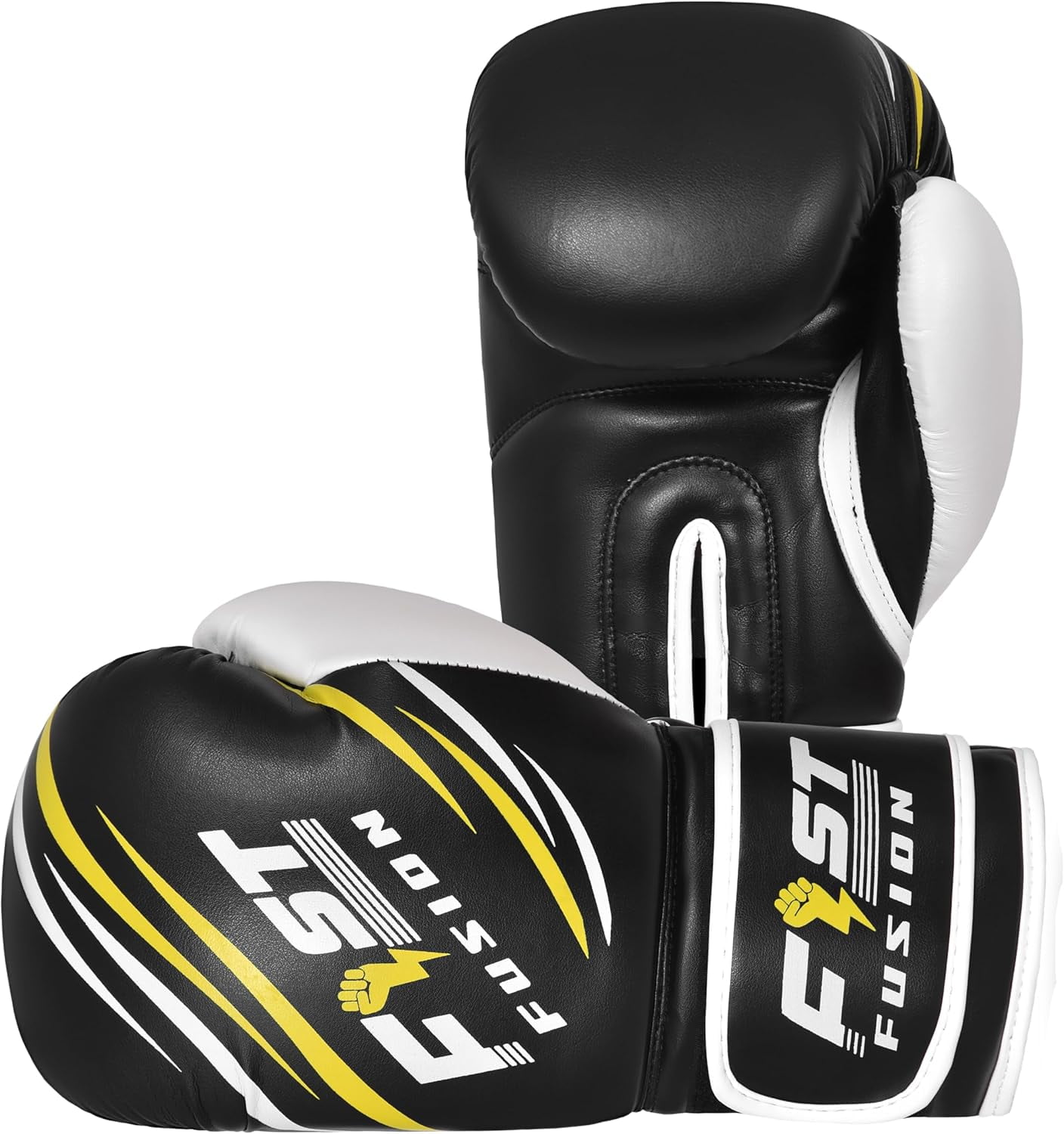 FIST FUSION Boxing Gloves, Pro Training Sparring, Maya Hide Leather, Muay Thai MMA Kickboxing, Men Women Adult, Heavy Punching Bag Focus Mitts Pads Workout, Multi Layered, 8 10 12 14 Oz