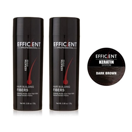 2 of EFFICIENT Keratin Hair Building Fibers, Hair Loss Concealer Net Wt. 28gm / 0.98 oz (Dark Brown)