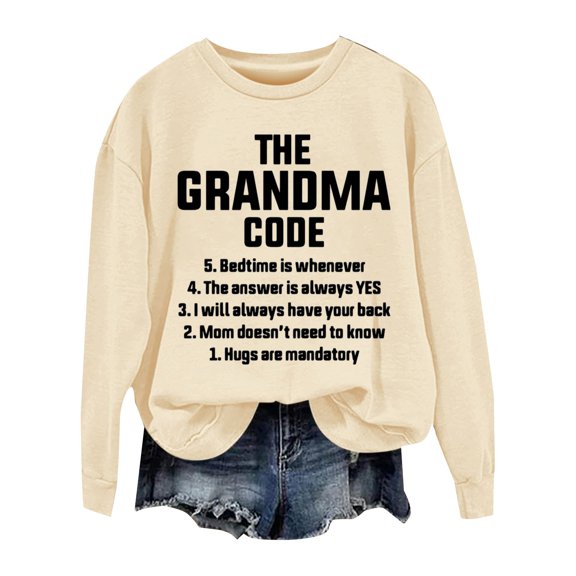 Grandma Sweatshirts For Women Nana Sweatshirt The Grandma Code Sweatshirt Long Sleeve Shirts Gift Tops Code Sweatshirt Grandmother Crewneck Gifts for Grandmas Sweatshirts